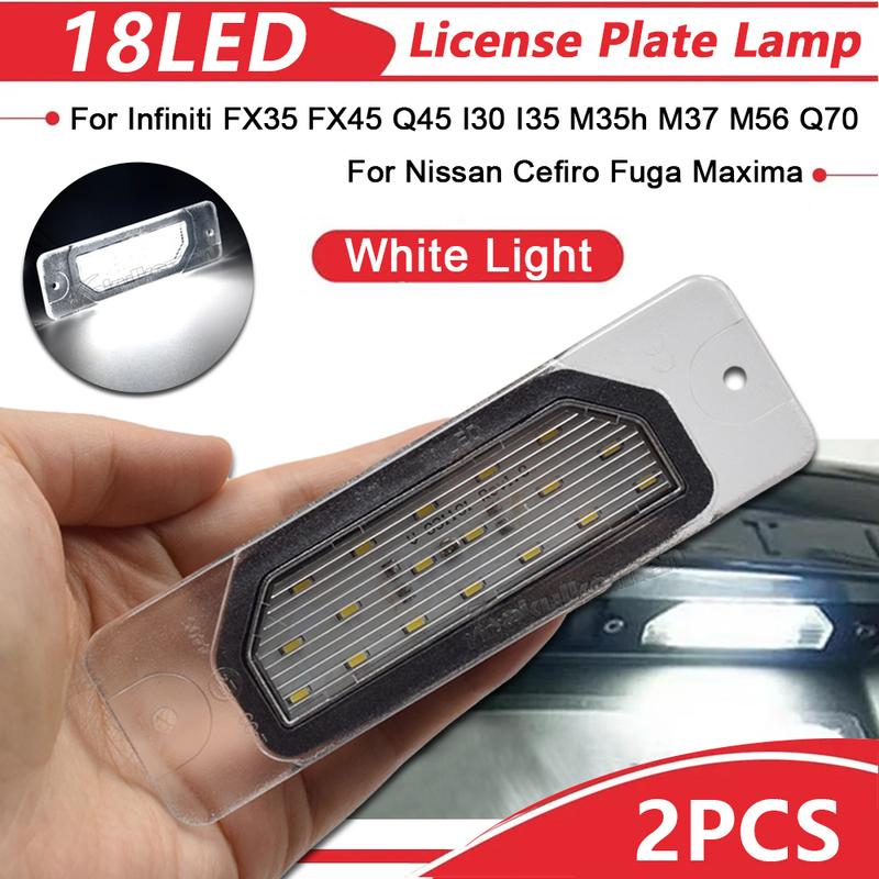 For Infiniti FX35 FX45 2003-2008 Q45/I30/I35/M37/M56 Q70 For Nissan Fuga Cefiro 2X LED License Number Plate Light Lamp