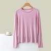 Women's Crew Neck Long Sleeve Tee Slim Fit Commuter Casual Top Solid Rayon Spandex Summer Undershirt Basic Layering Shirt