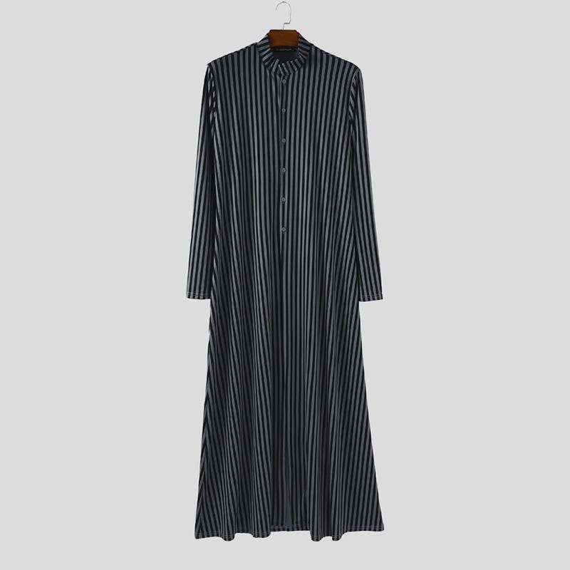 

INCERUN Мужские осенние кардиганы с длинным рукавом на пуговицах, в полоску, с высоким разрезом XL серый