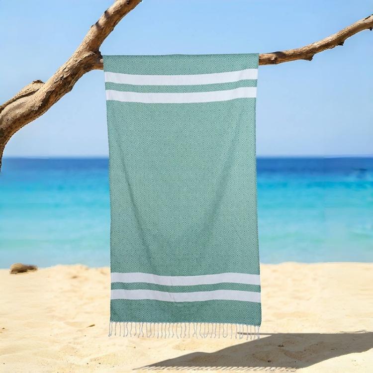 Custom Turkish Hammam Towel Soft Absorbent Portable UV Protection Beach Wrap Fringed Travel Bath Towel