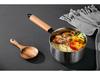 Stainless Steel Milk & Baby Food Pot with Thickened Base and Wooden Handle, Multi-functional Steamer Pot