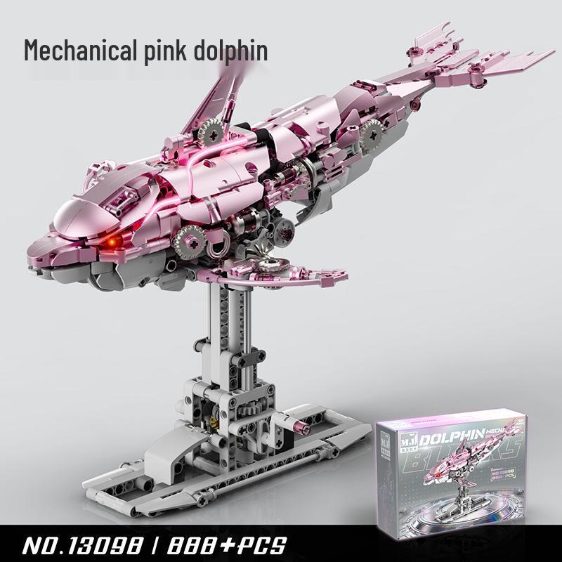 Lego-Compatible Mechanical Parrot, Shark, Whale, and Octopus Assembly Model Toys