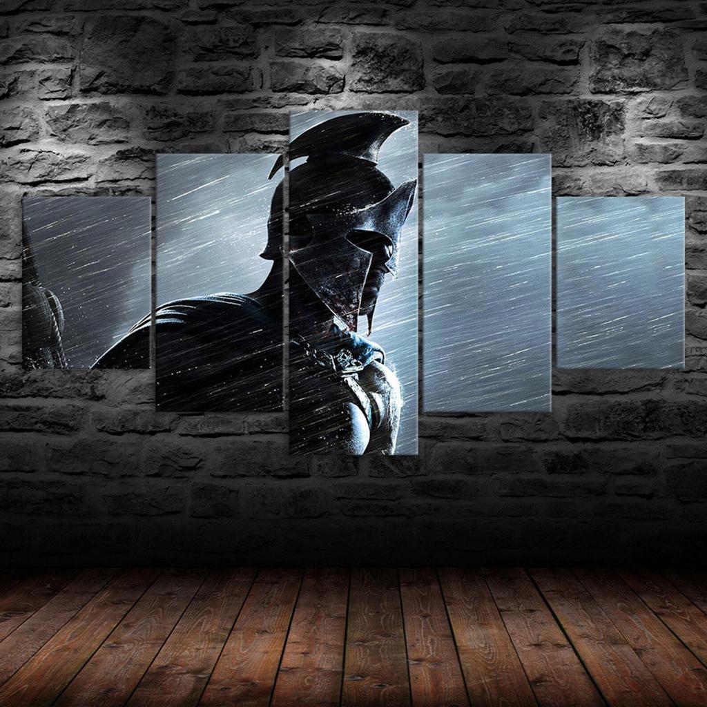 Warrior Soldier Canvas 5 Piece Five Panel Wall Print Modern Art Poster Picture Home Decor Gift For Him For Her