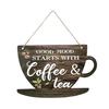 Wooden Coffee Cup Hanging Sign Good Mood Starts with Coffee Tea Door Plaque Kitchen Cafe Coffee Corner Wall Hanging Decoration Ornament