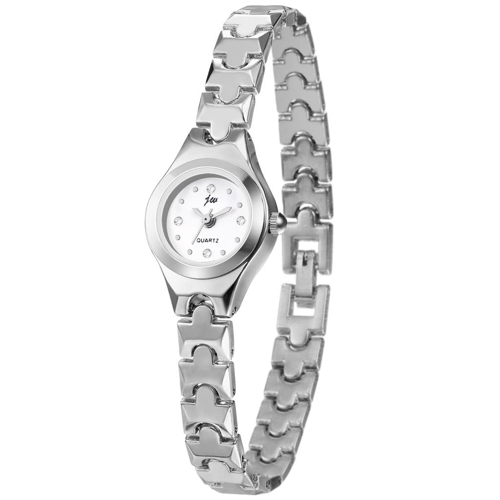 Popular, stylish, and cute women's bangle watch bracelet with analog display, small dial, waterproof quartz movement, and silver finish. A great gift