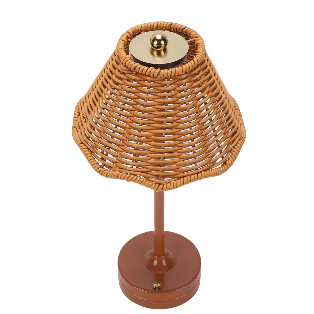 LED Vintage Rattan Table Lamp 3 Colors Cordless Shade Desk Lamp Bedside Night Light Brightness for Bedroom Decor