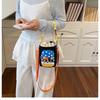 Cute Cartoon Print Water Bottle Bag Women's Commuter Satchel Soft Polyester Material Zipper Closure Vertical Shape Storage Bag