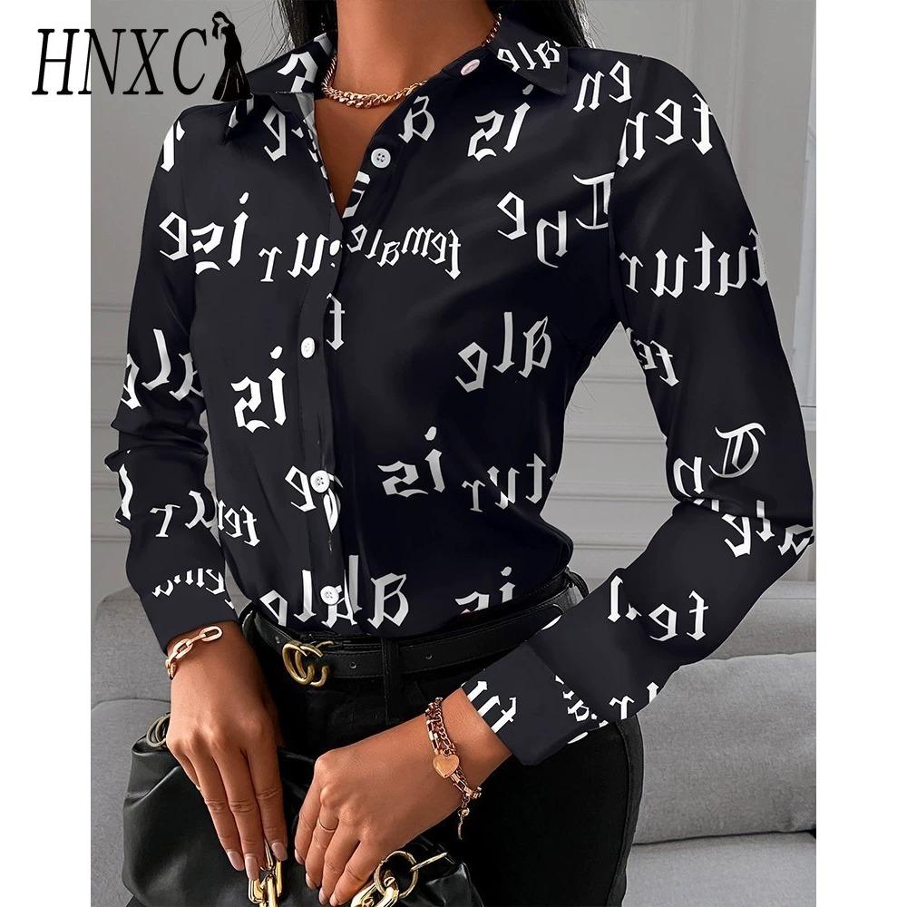 HNXC Modische, lässige, einfarbige, langärmlige Blusen und Hemden mit POLO-Ausschnitt für Damen