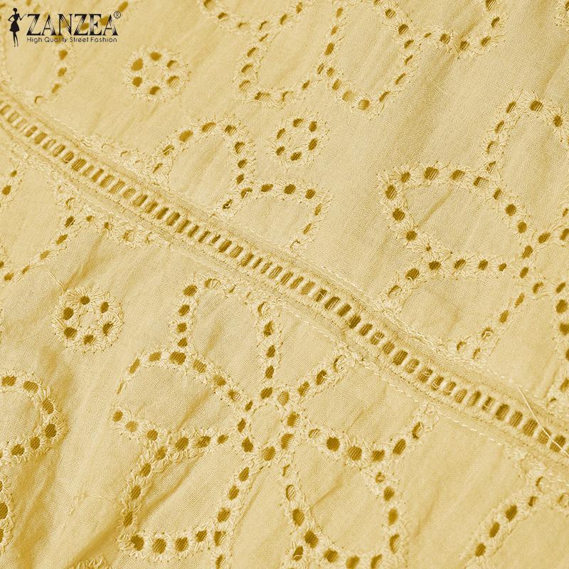 ZANZEA Women Casual Embroidery Lace Patchwork Summer Sleeveless Tank Tops