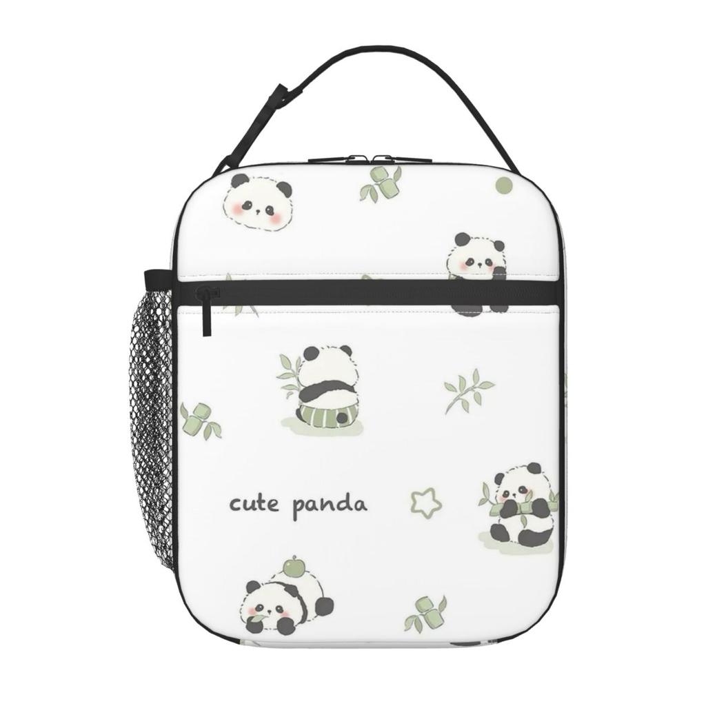 Cartoon Panda And Bamboo Pattern Insulated Lunch Bag for Women Children Leakproof Food Boxes Thermal Lunch Box Tote