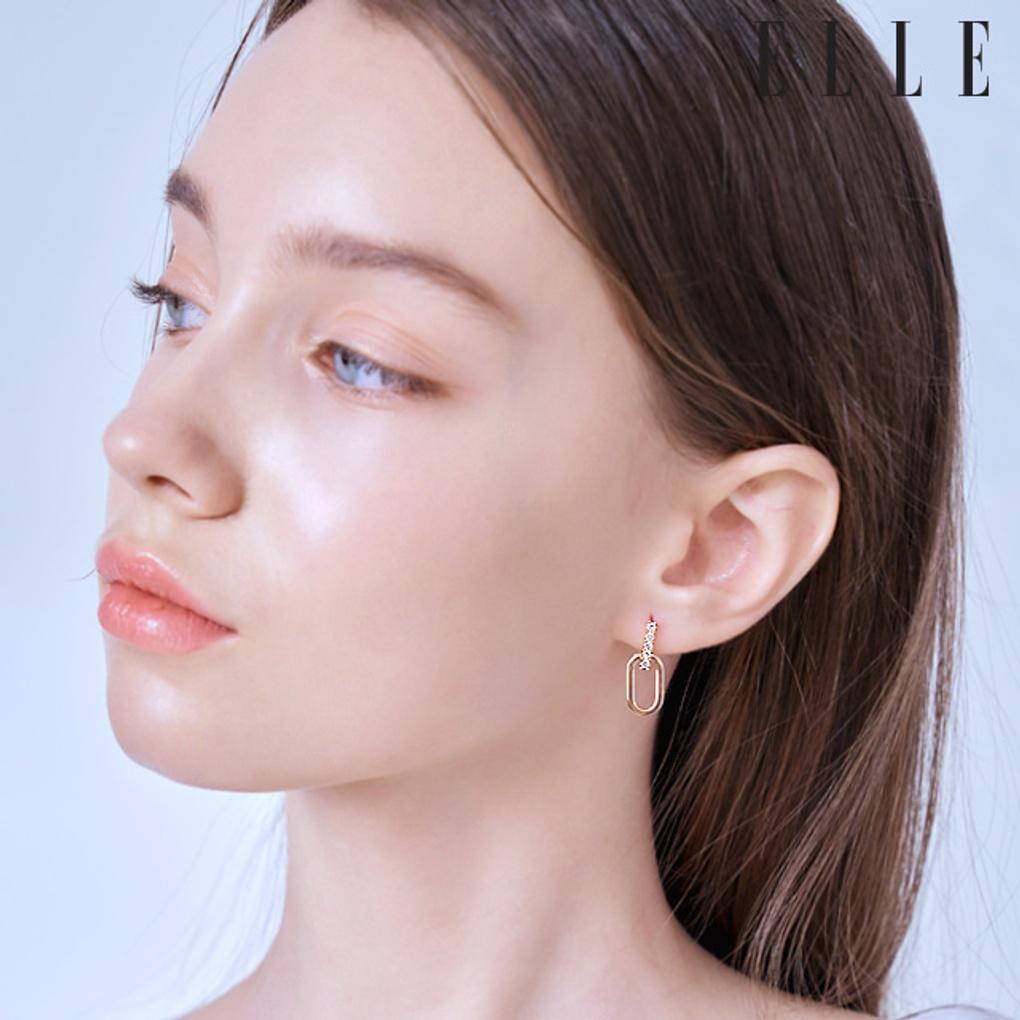 14K Casper Cubic One-Touch Earrings (Gold Pin) ELGPEE444