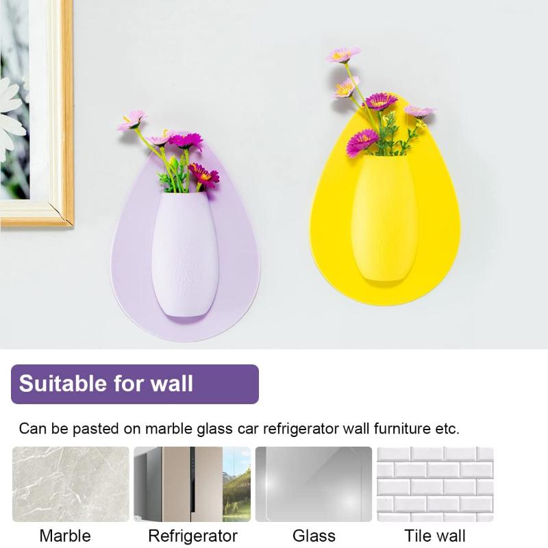 Silicone Flower Vase Self Adhesion Hydroponics Planter Sticker Wall for Glass Wall Window Party Wedding Festival Home