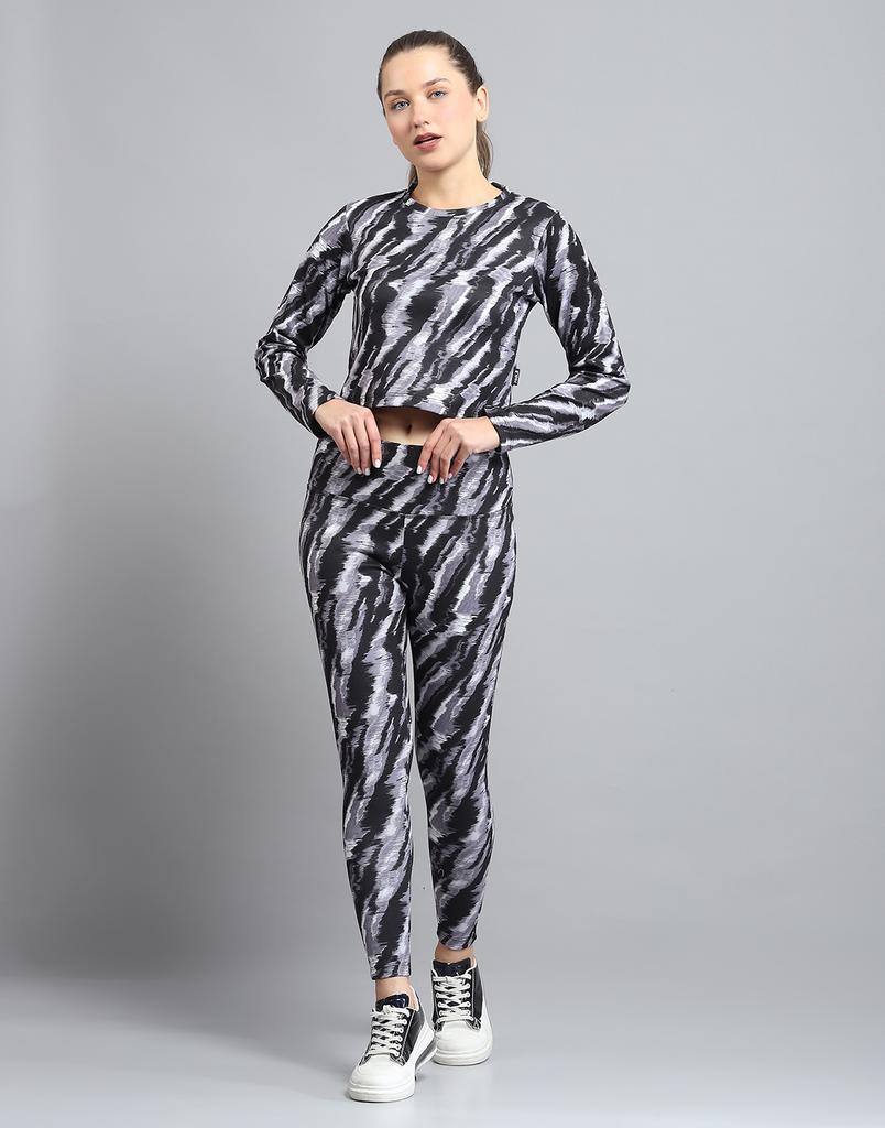 ROCK.IT From House of Monte Carlo Womens Printed Black Round Neck Full Sleeve Tracksuit