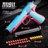 Mingjiangtang 1911 Soft Bullet Toy Gun for Kids - Continuous Fire Revolver Gun with Ejection Feature, Ideal for Boys.
