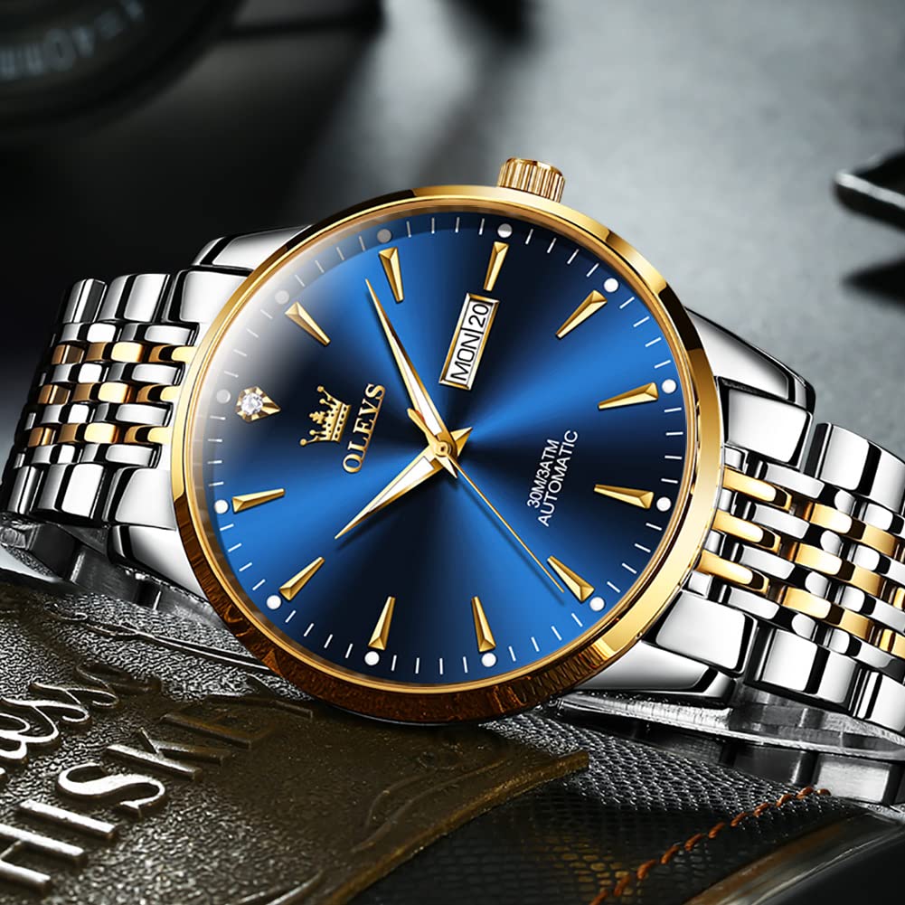 OLEVS Arm Watch Automatic Watch Popular Skeleton Waterproof Hollow Luminous Stylish Cool Men's White/Silver