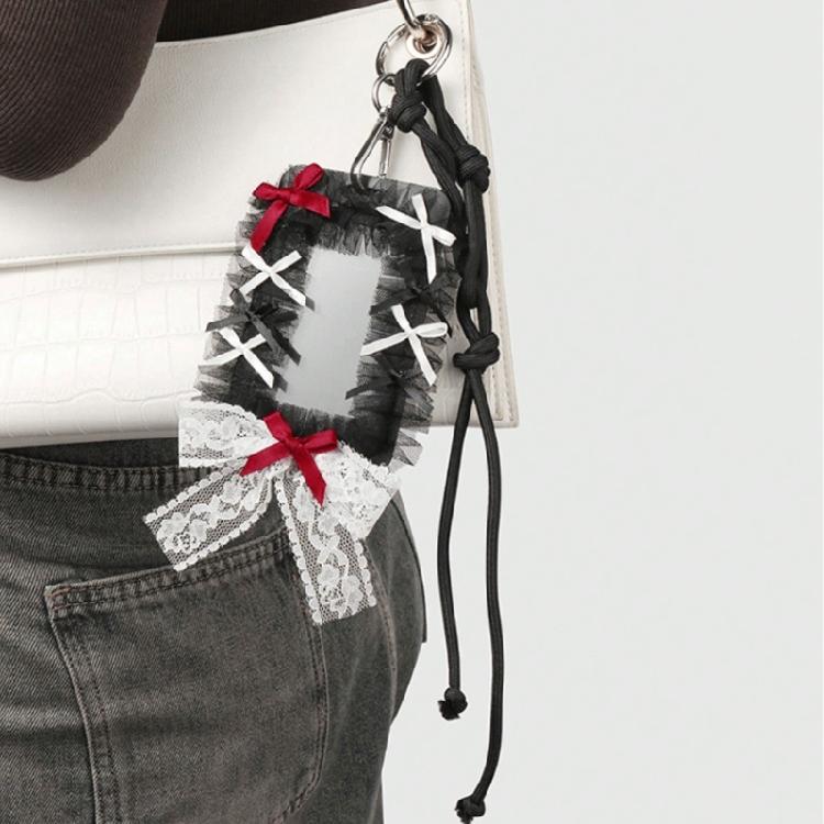 Mysterious Dark Theme Badge Holder Keychain Customizable With Beaded Chains Stylish Bag Charm Decoration
