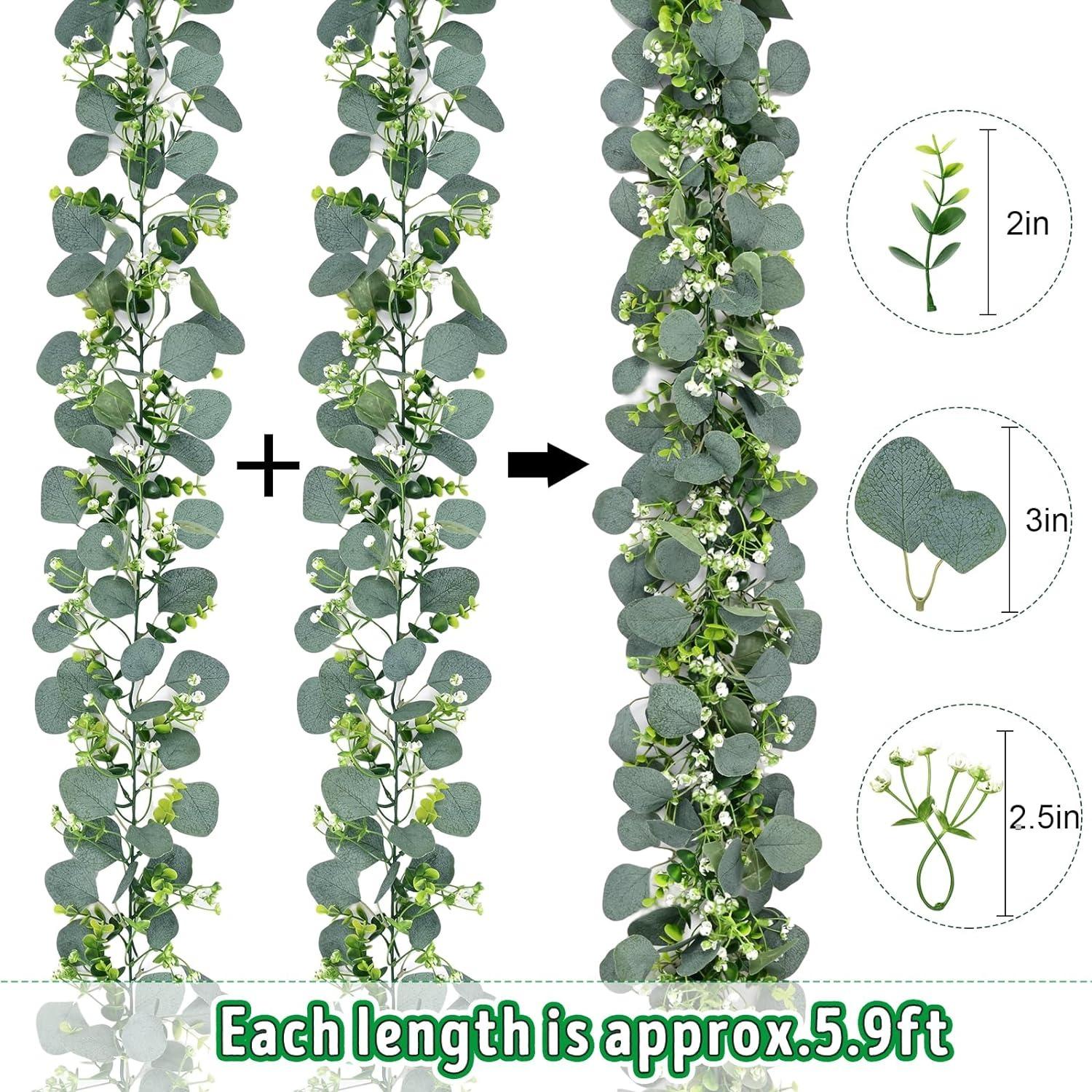 

1Pcs Artificial Eucalyptus Leaves Greenery Garland Faux Plant Vines for Home Room Decor Garden Wedding Decoration Outdoor Decor зелёный