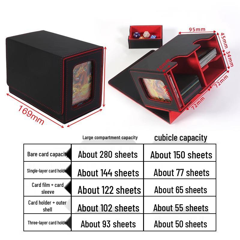 Dual Compartment Game Card Storage Box for 160+ Double Sleeved Cards - Fits Werewolf, Pokemon TCG, Ultraman Decks