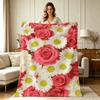 Soft Warm All Season Mixed Floral Print Flannel Blanket for Sofa Couch Bedroom Living Room Office Home Decor