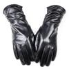 Sheepskin Leather Gloves Women's Fashion Elastic Style Velvet Lining to Keep Warm in Autumn and Winter Retro Color Points