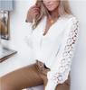 Trendy Women's V-Neck Lace Splicing Shirt for Autumn and Winter EMA