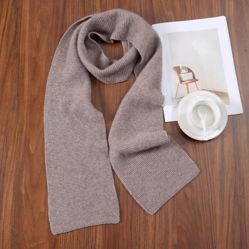 

Женский полосатый зимний шарф из 100% кашемира с защитой ушей, мягкий вязаный, повседневный, модный, универсальный, элегантный личный аксессуар 180cmX18cm верблюд