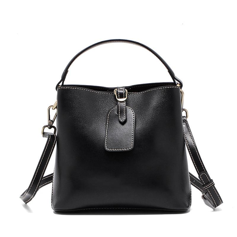 

First layer cowhide bag women s new fashionable versatile bucket bag high-end large-capacity messenger bag shoulder bag