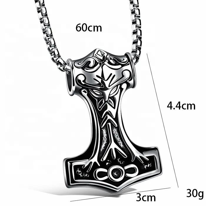 Fashion New Punk Rock Thor's Hammer Men's Titanium Steel Necklace Pendant
