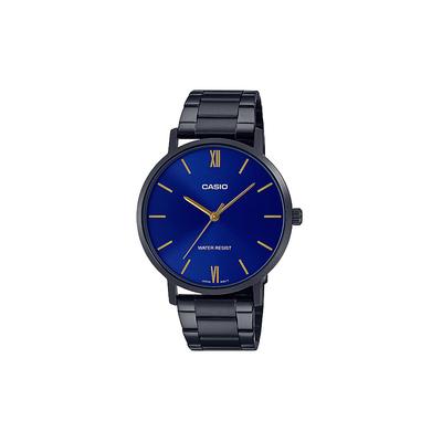 STANDARD Series Classic Simple Exquisite Fashion Blue 1 Three-fold Buckle Waterproof Quartz Movement Stainless Steel Strap Japanese MTP-VT01B-2B
