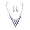 Premium Sapphire Necklace Earrings Two-piece Set Temperament Necklace Earrings