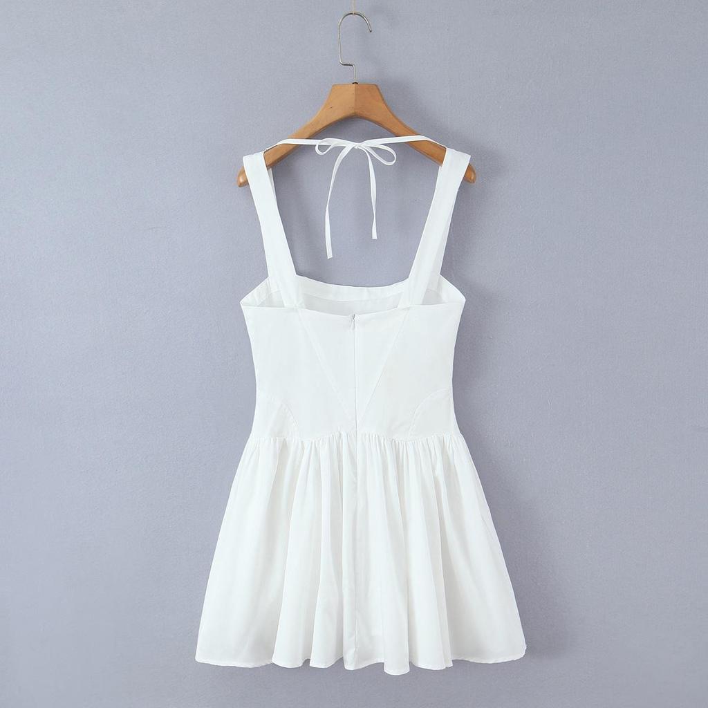 Französisches Reines Verlangen Scharfes Mädchen Quadratischer Ausschnitt Rüschen Camisole Kleid - Sommer 2026 Taillenbetontes A-Linien Kurzes Kleid