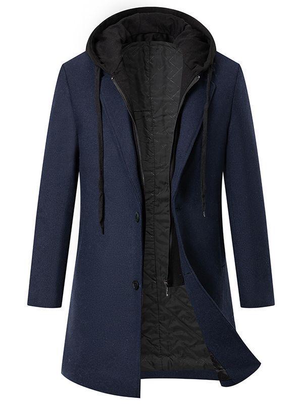 Men's Double-Breasted Wool Coat - Stylish, Cotton-Lined, Thick Mid-Length with Lapel Collar for Autumn/Winter 2025.