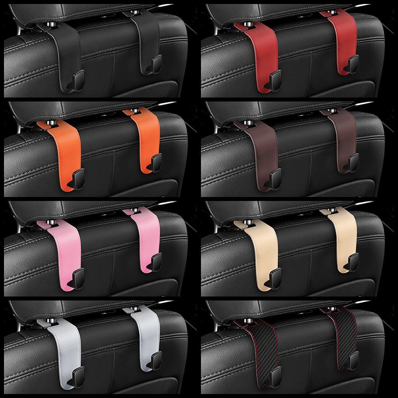 Universal Car Headrest Hook Premium Leather Rear Seat Hanging Hook 20KG Large Load-Bearing Hook Car Hanger Car Storage Hook