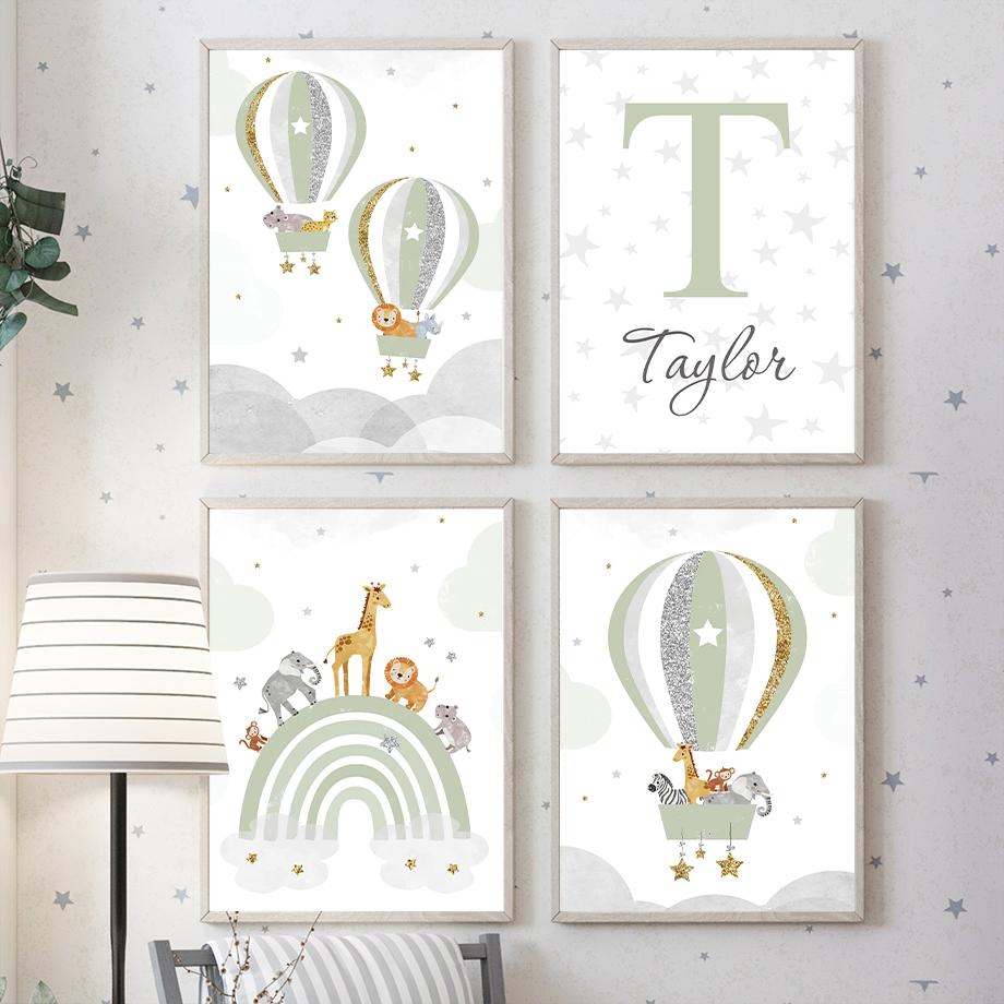 Rainbow Train Lion Giraffe Hot Balloon Nursery Wall Art Canvas Painting Posters And Prints Wall Pictures Baby Kids Room Decor