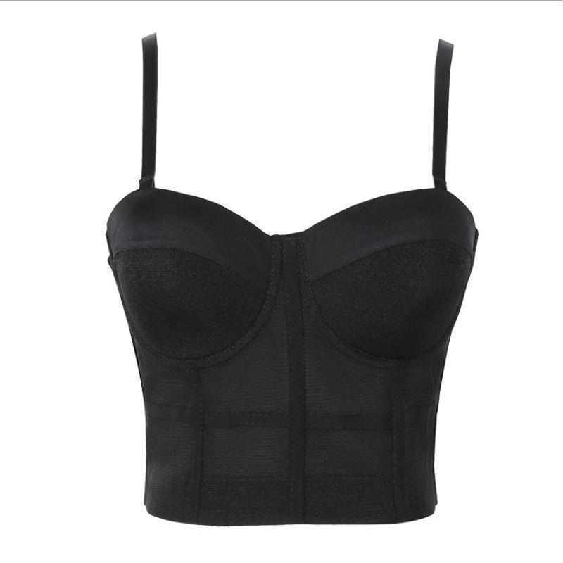 Kousenbandbeha Kousenbandvest Beha Geïntegreerde Top Mooie Rug Tube Top Sexy Binnenkorset S black