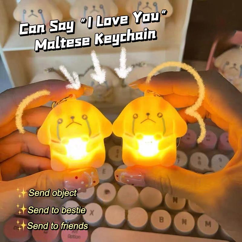 

Flocking Luminous Sound Maltese Pendant Talking I Love You Fluffy Dog Sound Toys Valentine S Gift
