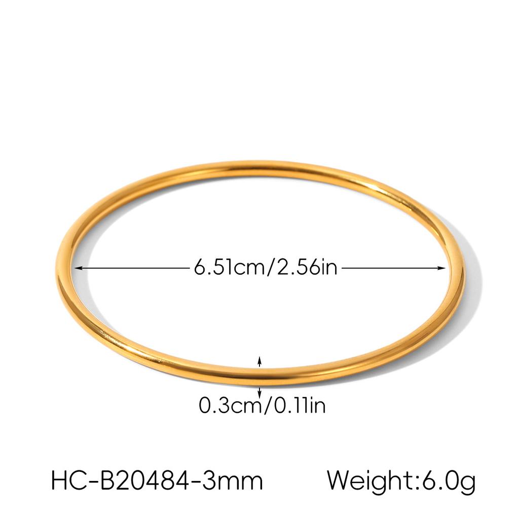 Minimalist Ins style landscape face plain hoop bracelet, light luxury versatile titanium steel bangle, 18k gold jewelry