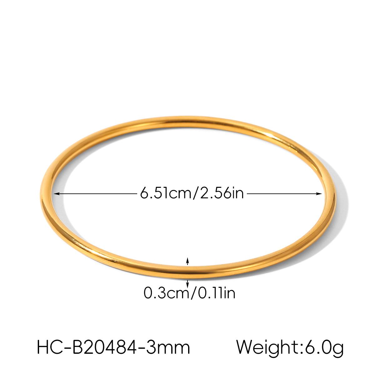 

Minimalist Ins style landscape face plain hoop bracelet, light luxury versatile titanium steel bangle, 18k gold jewelry