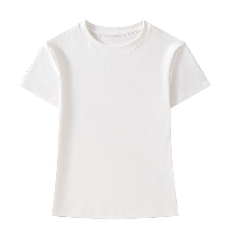

Women s 3D Slimming Cotton Casual Short Sleeve T-shirt - Versatile Summer Outerwear, Solid Color S 40-47kg белый