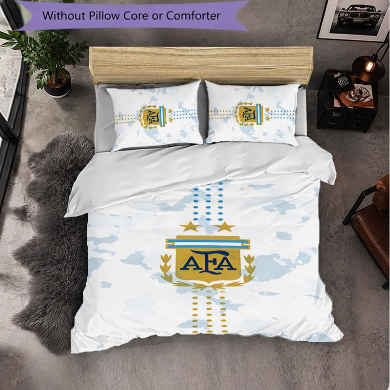 Argentina National Football Team 3 Piece Bedding Set Soft Duvet Cover Set with Pillowcases Printed Bedroom Decor Set for Home