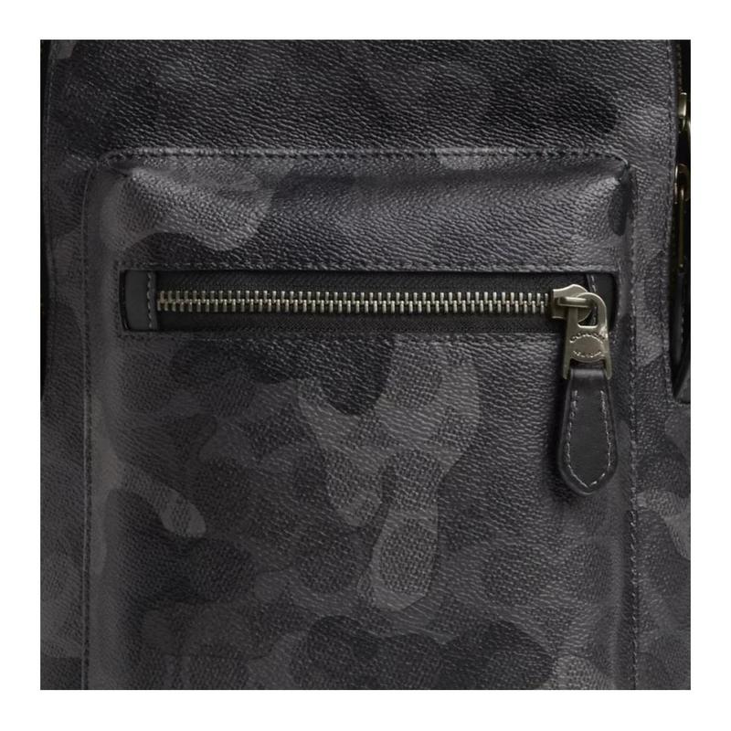 COACH West 20 signature camouflage print coated canvas chest bag small men's gray