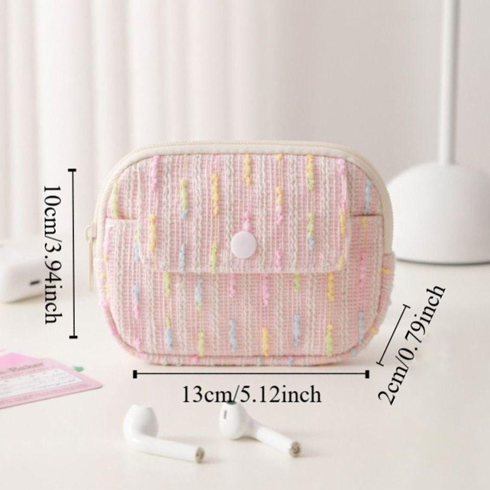 Large Capacity Flip Up Coin Purse Multifunctional Zipper Closure Lipstick Bag Square Shape Soft Material Makeup Bag