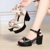 Fashion AIYUQI Women Sandals High Heels 2025 New Genuine Leather Fashion Women Sandals Large Size Rhinestone Summer Sandals Women