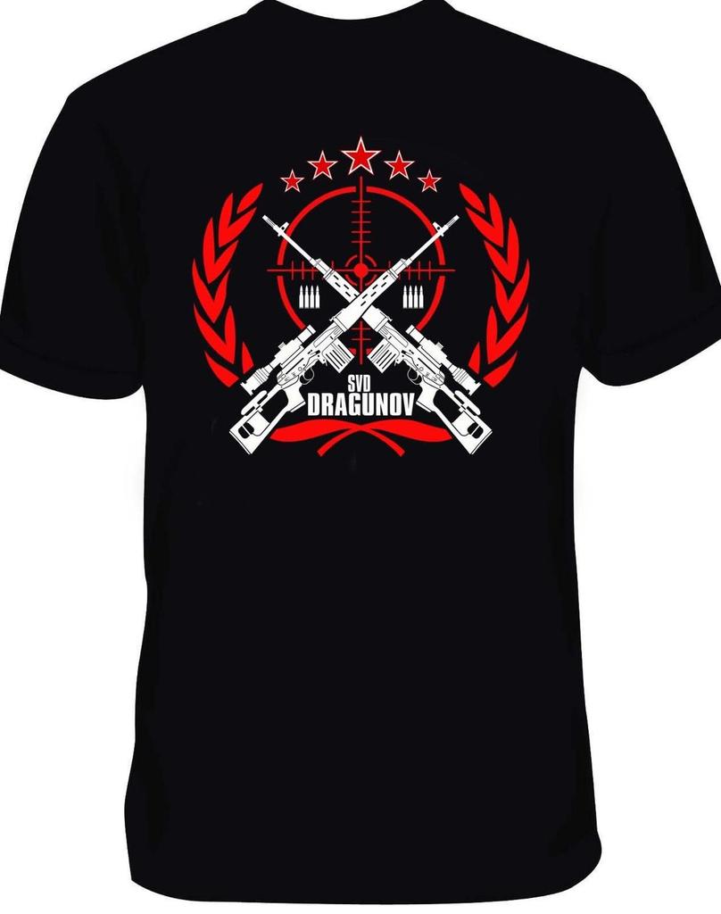 New Svd Dragunov Russian Sniper Rifle Print Fashion Casual O Neck Tops Shirt Men Cotton Tees Harajuku Streetwear