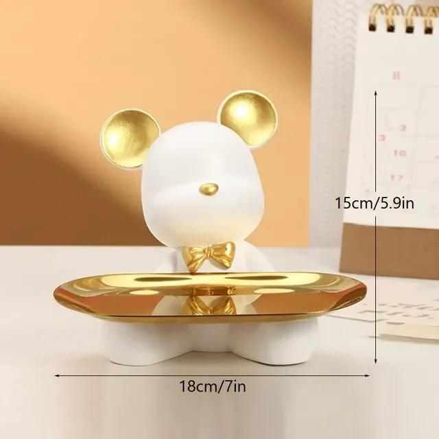 Bear Cool Sculpture Entrance Crafts Resin Art Figurines Candy Sundries Animal Sculpture Household Supplies for Study Coffee Shop