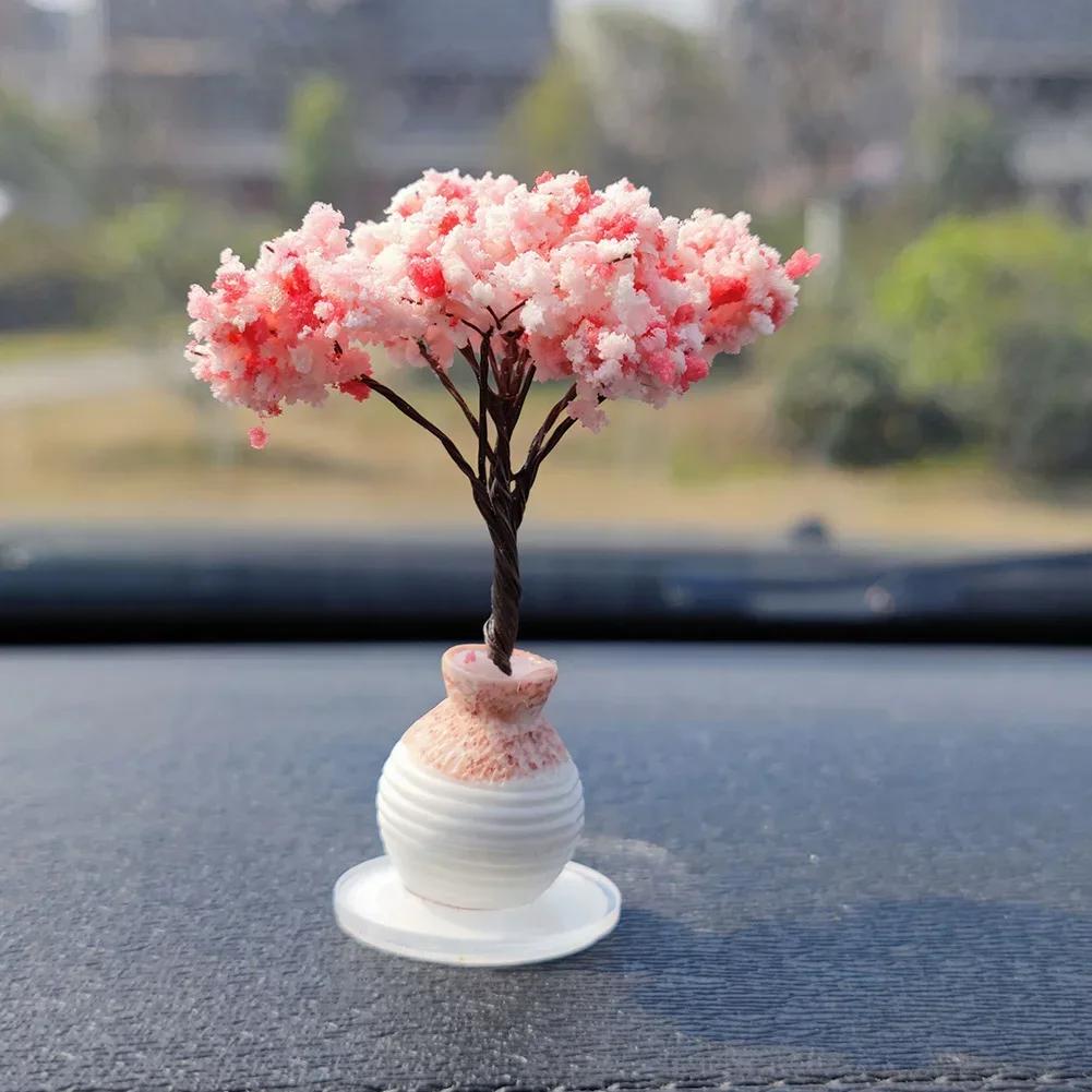 New Mini Tree Car Ornaments Center Console Decoration Car Mounted Plant Accessories Simulated Flower Decoration Cute Ornaments