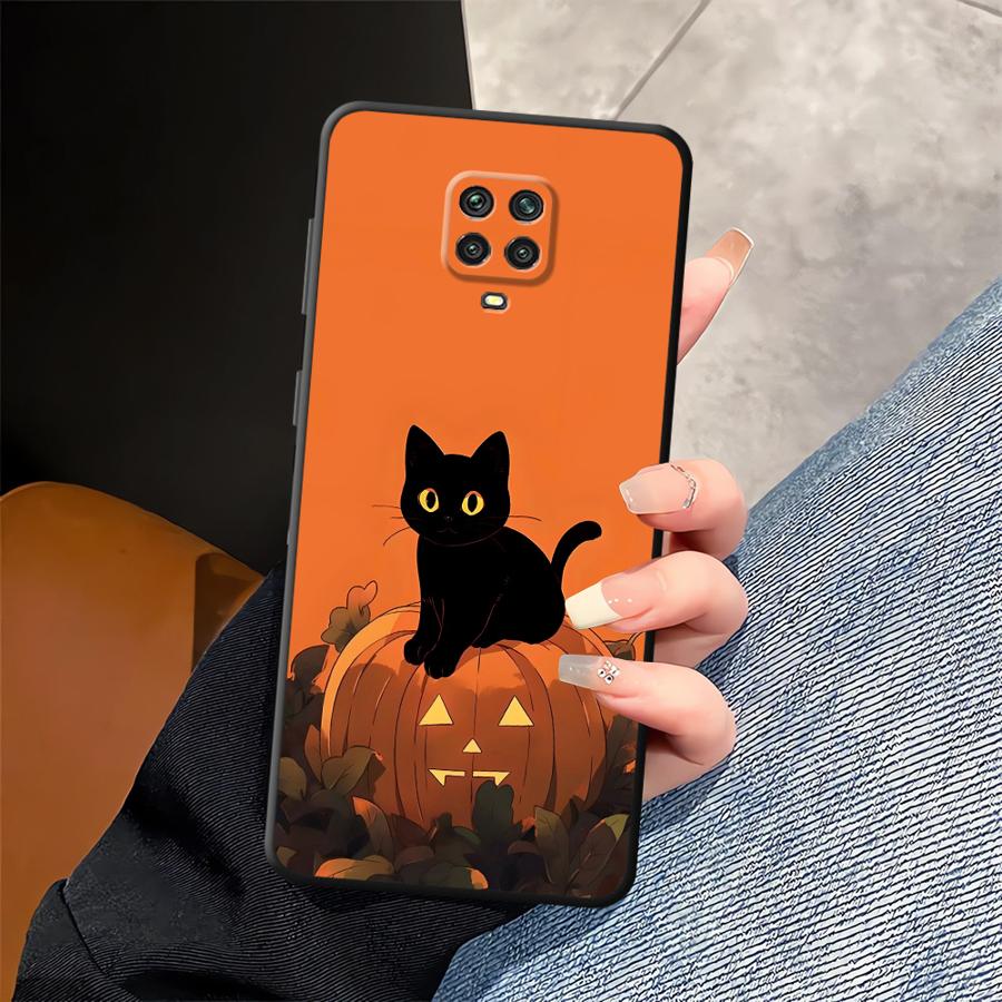 Case for Xiaomi Redmi Note 9 10 11 12 Pro 11s 9S 13 14 Pro Plus 7 8 10S 12s Black Soft Phone Cover Pumpkin Spider