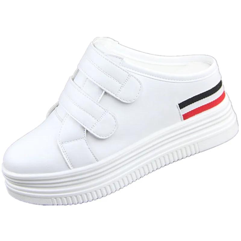 Größe 35-40 Damen Schuhe 8cm Leder Hausschuhe Frau Höhenerhöhende Plateauschuhe Sneakers Atmungsaktive Halbschuhe