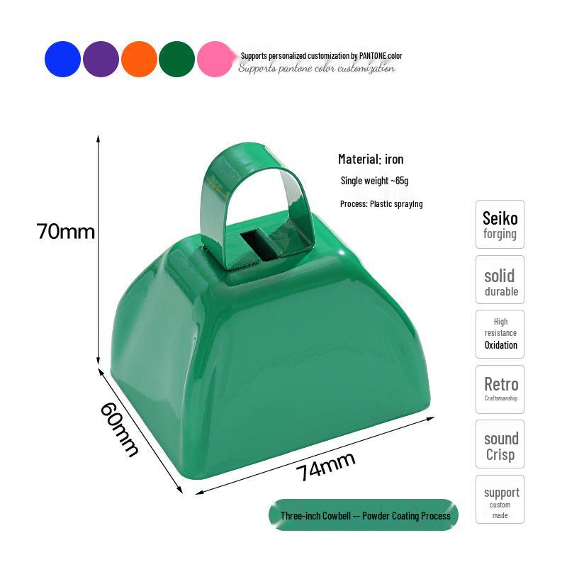 Three-Inch & Four-Inch Hand-Cranked Cowbells - 13 Colors, Perfect for Parties and Handicrafts