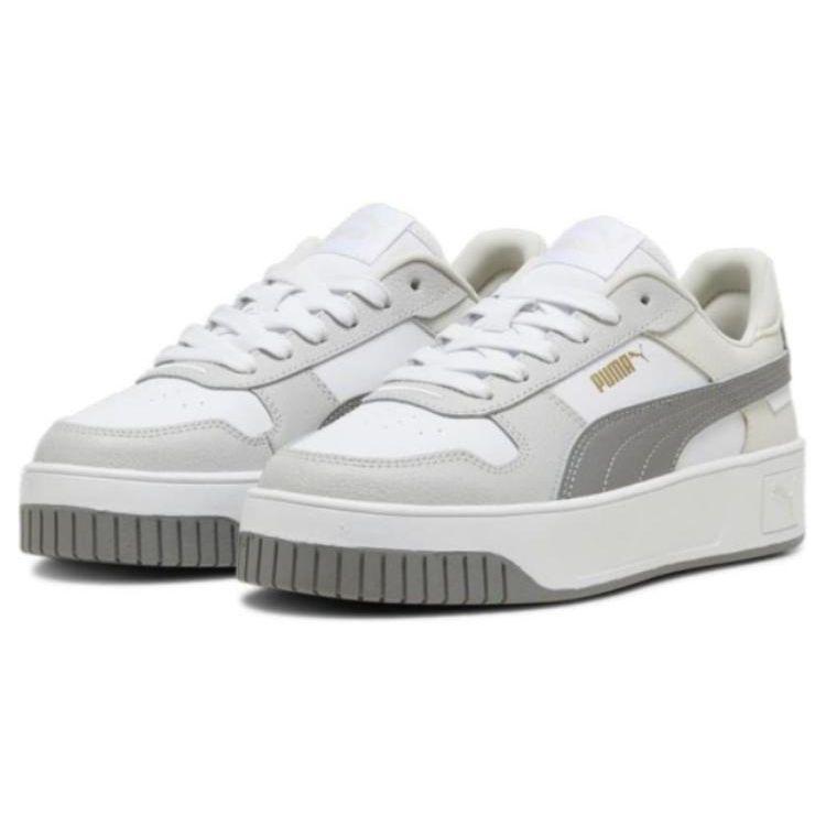 Puma Carina Street Leather Fashion Casual Durable Low-Top Sneakers Women Sneaker White Gray 389390-20